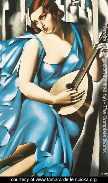 Tamara de Lempicka (inspired by) - Lady in Blue with Guitar, 1929