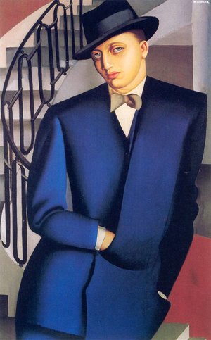 Tamara de Lempicka (inspired by) - Portrait of the Marquis d'Afflito (On a Staircase), 1926