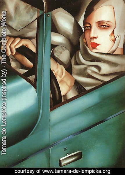 Tamara de Lempicka (inspired by) - Self-Portrait in the Green Bugatti