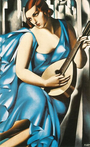 Tamara de Lempicka (inspired by) - Lady in Blue with Guitar, 1929