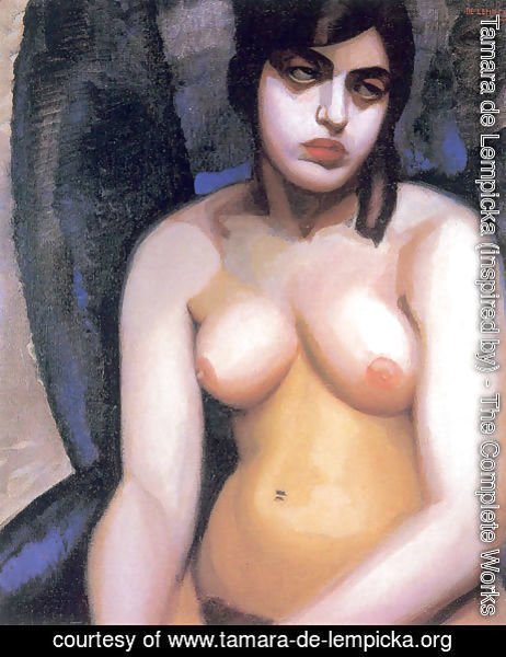 Tamara de Lempicka (inspired by) - Nude Blue Background, 1923