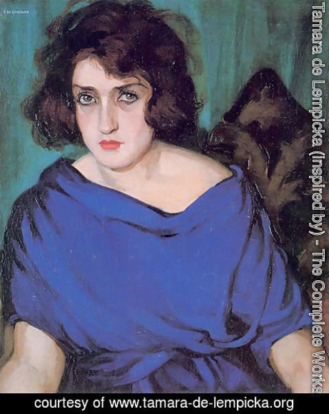 Tamara de Lempicka (inspired by) - Portrait of a Young Lady in a Blue Dress, 1922