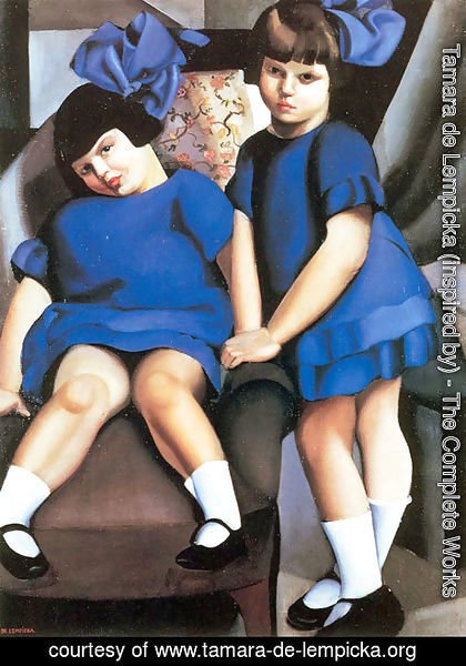 Tamara de Lempicka (inspired by) - Two Little Girls with Ribbons, 1925