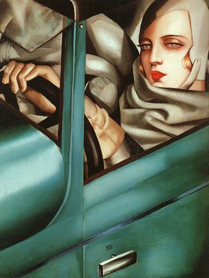 Tamara de Lempicka (inspired by) - Self-Portrait in the Green Bugatti