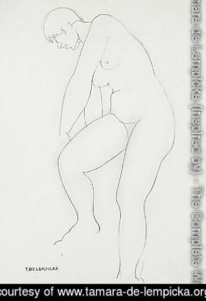 Tamara de Lempicka (inspired by) - Female Nude Turning Back