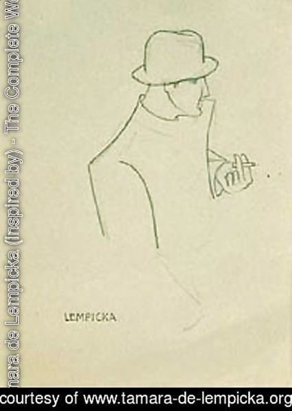 Tamara de Lempicka (inspired by) - At the Cafe, Man with a Cigarette (Au cafe, homme a la cigarette)